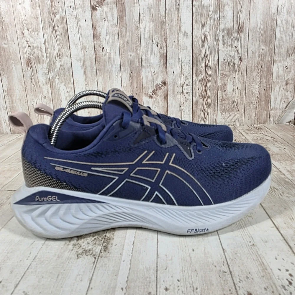 Asics Gel-Cumulus 25 Womens Running Shoes Navy Blue Rose Gold 1012B441 Size 10